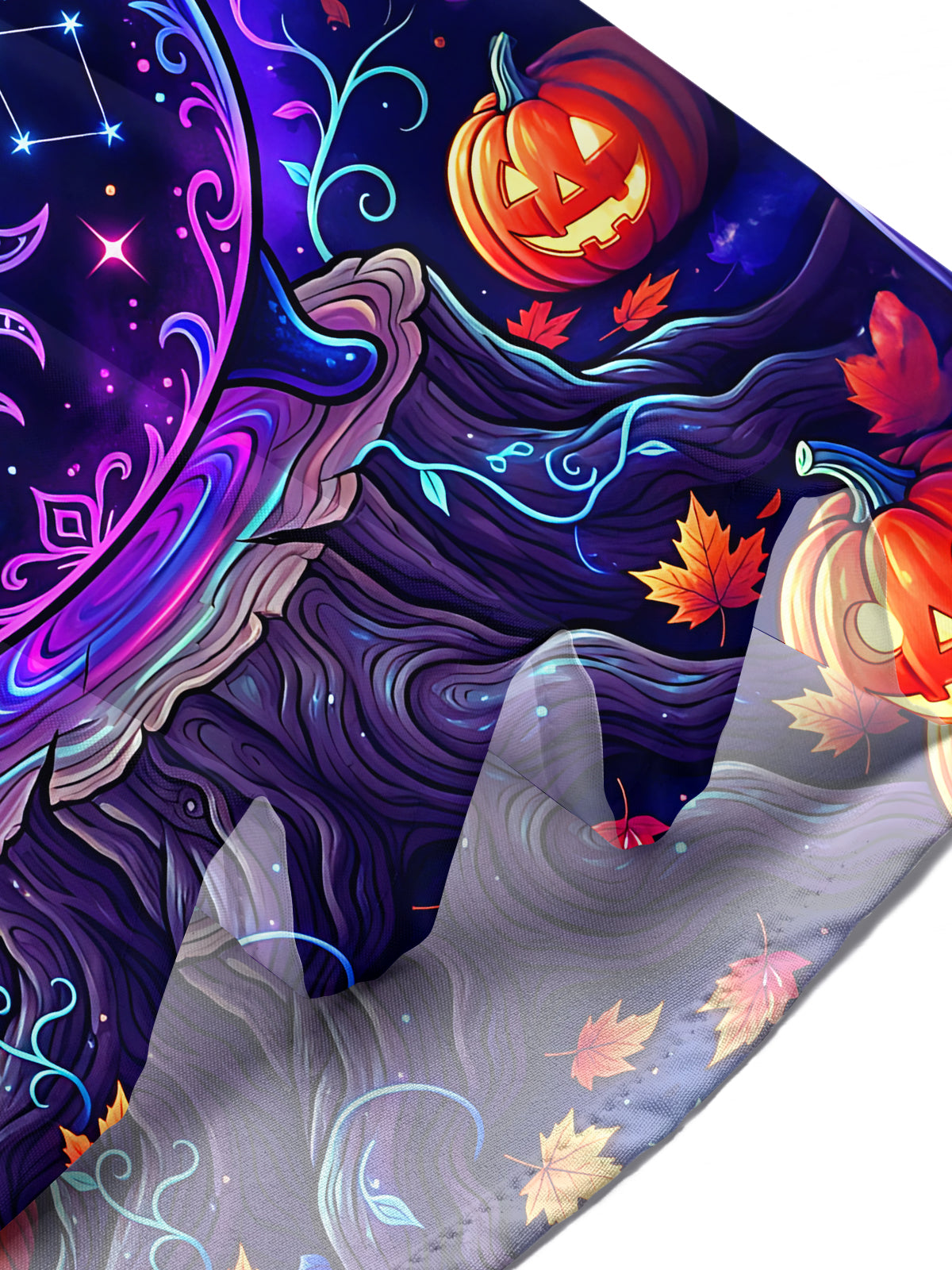 Adaychic Men's Short Sleeve Shirt - Halloween Black Cat And Cauldron With Stars Print with Chest Pocket