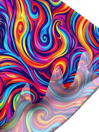 Adaychic Men's Colorful Psychedelic Tiger Face Print Short Sleeve Shirt with Chest Pocket
