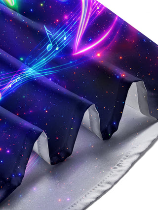 Adaychic Men's Neon Music Notes And Heartbeat Line Print Long Sleeve Shirt with Chest Pocket