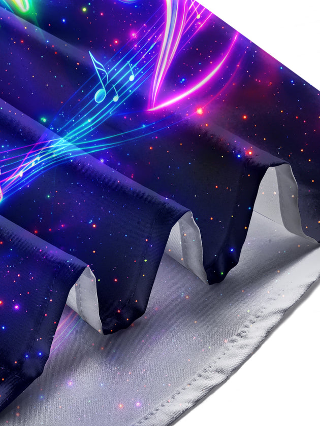 Adaychic Men's Neon Music Notes And Heartbeat Line Print Long Sleeve Shirt with Chest Pocket