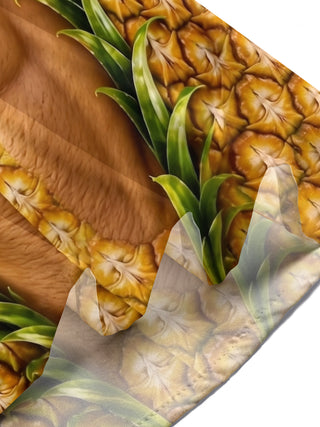 Adaychic Men's Hawaiian Pineapple Print Short Sleeve Shirt with Chest Pocket