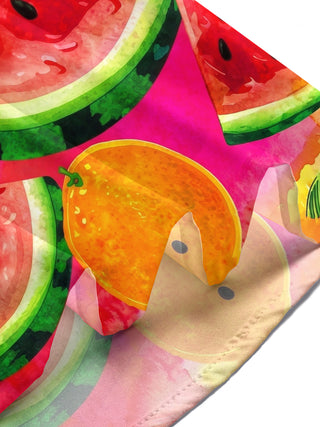 Adaychic Men's Hawaiian Tropical Fruit Pattern Short Sleeve Shirt with Chest Pocket