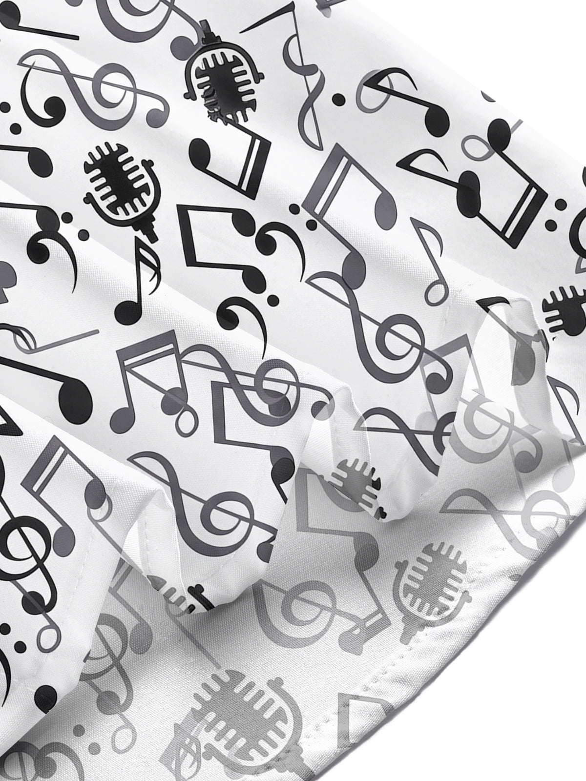 Adaychic Men's Graphic Musical Notes Print Short Sleeve Shirt with Chest Pocket