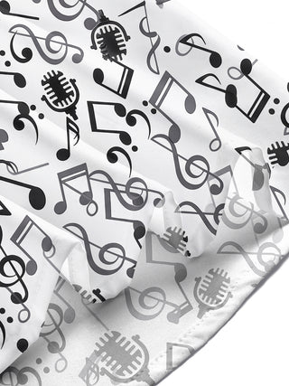 Adaychic Men's Graphic Musical Notes Print Short Sleeve Shirt with Chest Pocket