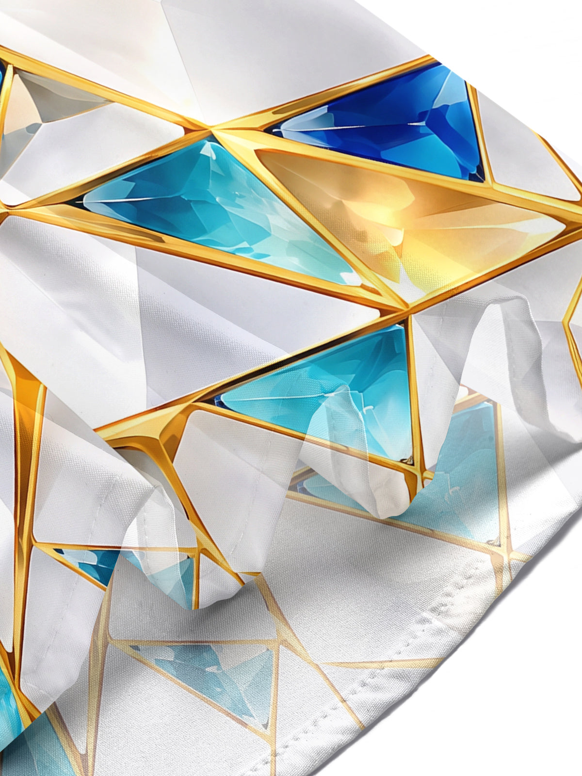 Adaychic Men's Short Sleeve Shirt - Geometric Crystal Facets With Gold Lines Print with Chest Pocket