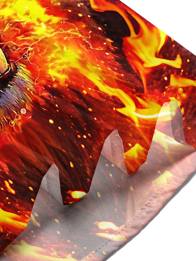 Adaychic Men's Tiger Flame Graphic Short Sleeve Button Down Shirt with Chest Pocket