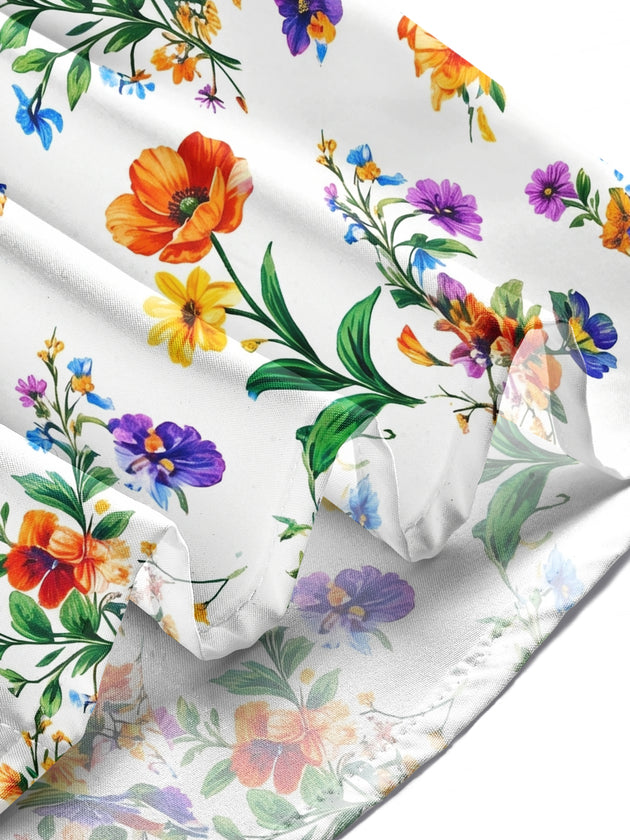 Adaychic Men's Colorful Wildflower Floral Print Long Sleeve Button Down Shirt with Chest Pocket