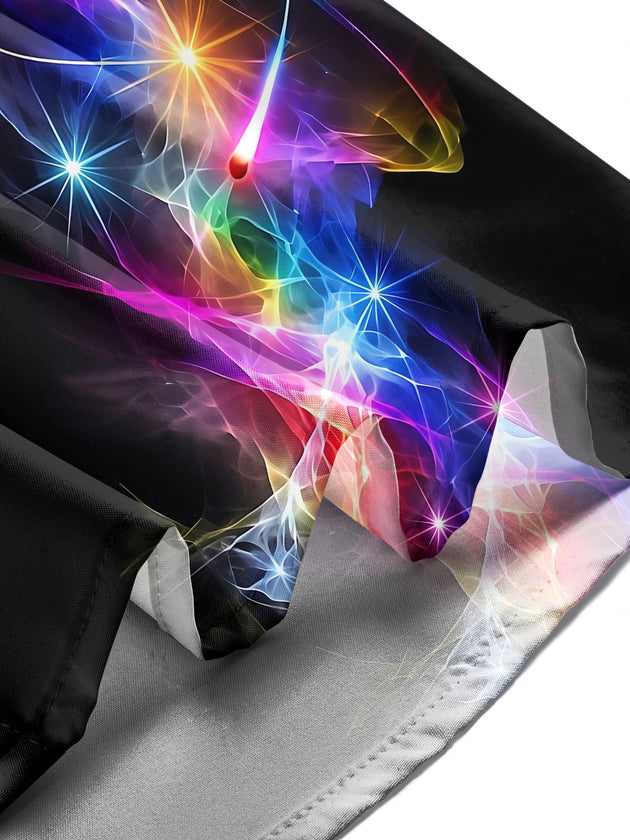 Adaychic Men's Colorful Planet With Rings And Nebula Print Long Sleeve Shirt with Chest Pocket