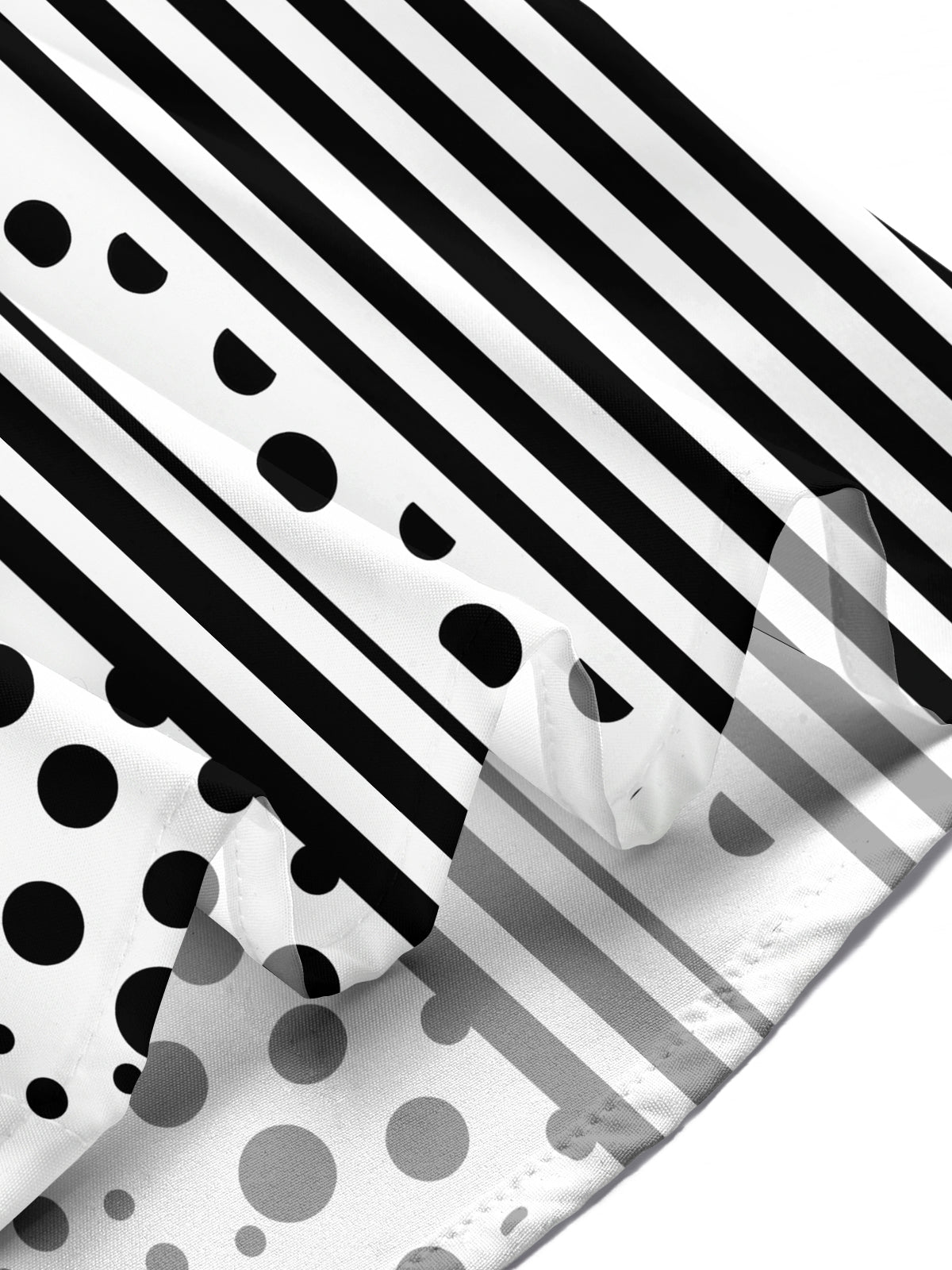 Adaychic Men's Printed Black And White Polka Dots Print Short Sleeve Shirt with Chest Pocket