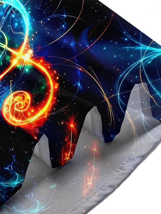 Adaychic Men's Hawaiian Neon Musical Note Print Short Sleeve Shirt with Chest Pocket