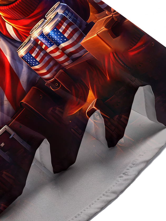 Independence American Flag Eagle Men's Pocket Short Sleeve Shirts