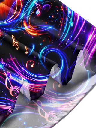 Adaychic Men's Graphic Neon Guitar And Music Notes Print Long Sleeve Shirt with Chest Pocket