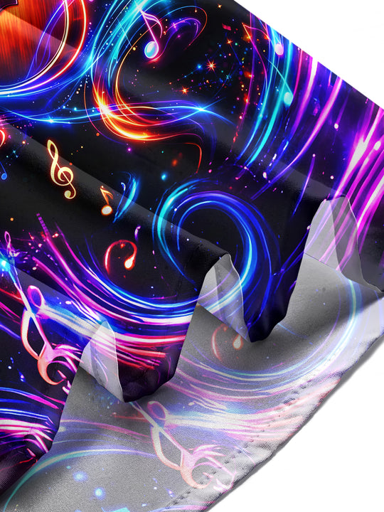 Adaychic Men's Graphic Neon Guitar And Music Notes Print Long Sleeve Shirt with Chest Pocket