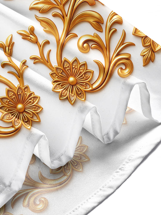 Adaychic Men's Golden Lions And Floral Baroque Patterns Print Long Sleeve Shirt with Chest Pocket