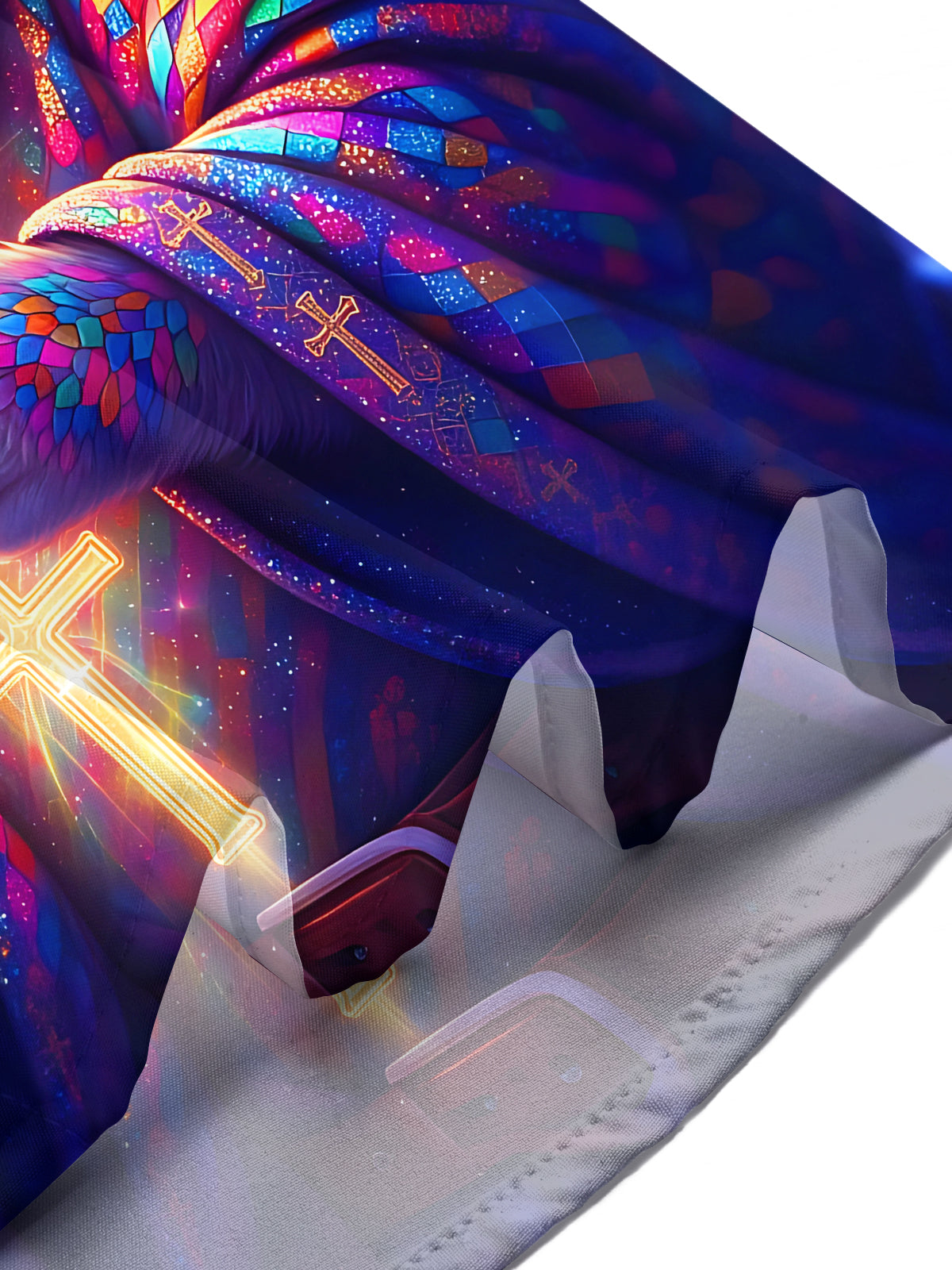 Adaychic Men's Short Sleeve Shirt - Colorful Hooded Cat With Crystal Ball And Cross Print with Chest Pocket