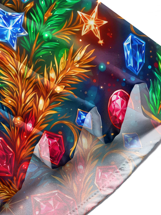 Adaychic Men's Christmas Gemstones And Pine Branches Print Long Sleeve Shirt with Chest Pocket