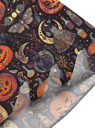 Adaychic Men's Halloween Owls Pumpkins And Cats Print Short Sleeve Shirt with Chest Pocket