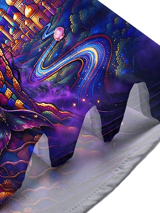 Adaychic Men's Hawaiian Dark Mermaid And Lighthouse Print Short Sleeve Shirt with Chest Pocket