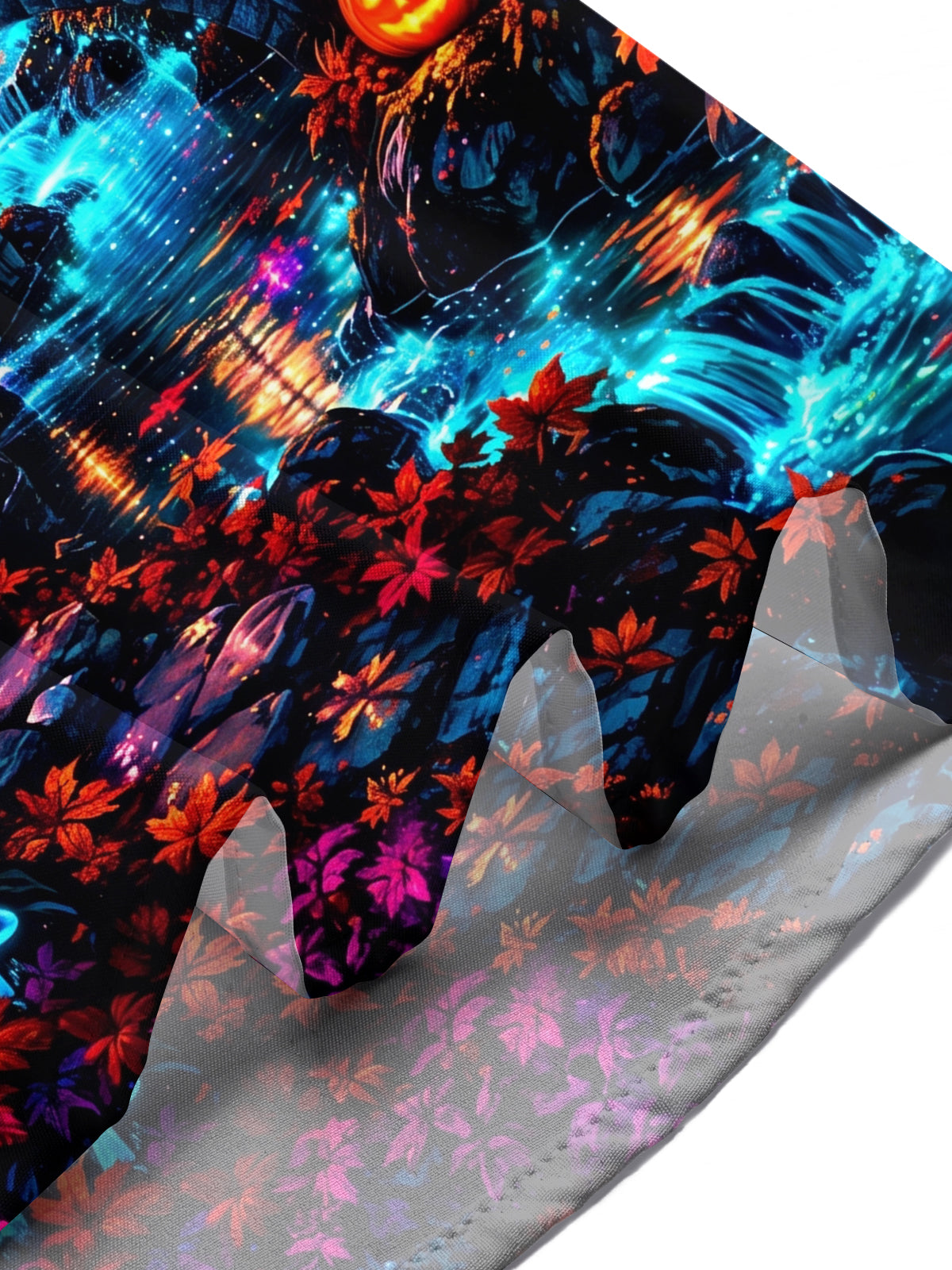 Adaychic Men's Halloween Black Cats And Pumpkins Print Short Sleeve Shirt with Chest Pocket