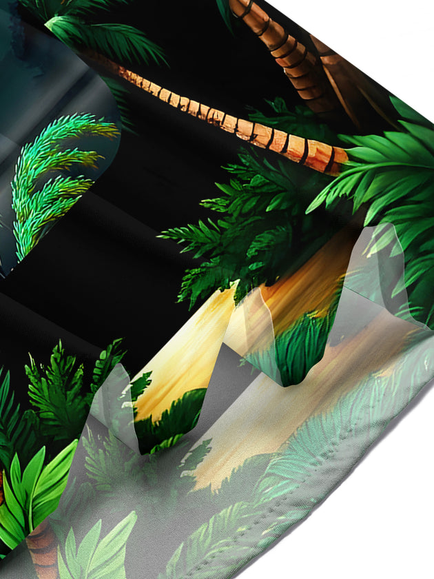 Hawaiian Coconut Tree Parrot Men's Pocket Short Sleeve Shirts
