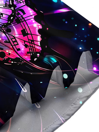 Adaychic Men's Graphic Butterfly Print Musical Notes Print Short Sleeve Shirt with Chest Pocket