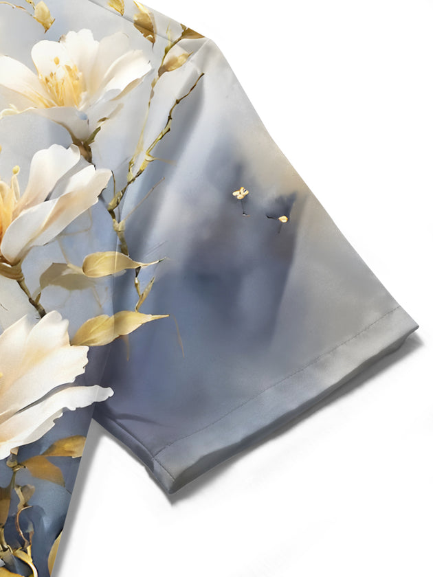 men's floral shirt close-up short sleeve