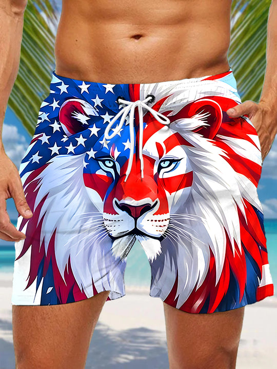 men's Hawaiian casual pants front view Independence Day