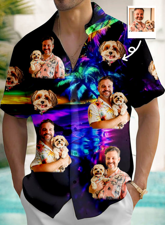 Men's Hawaiian short sleeve shirt front view tropical beach vacation
