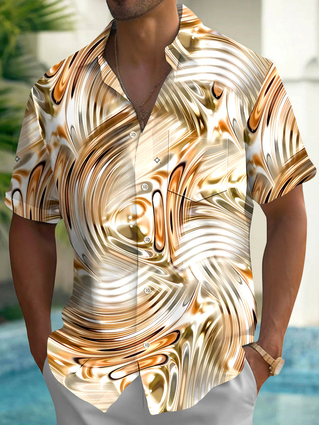 Men abstract print short sleeve shirt front view