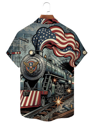 men's patriotic print shirt back view