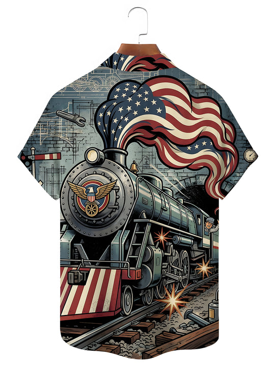 men's patriotic print shirt back view