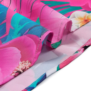 Adaychic Men's Hawaiian Pink Tropical Floral Print Short Sleeve Button Down Shirt