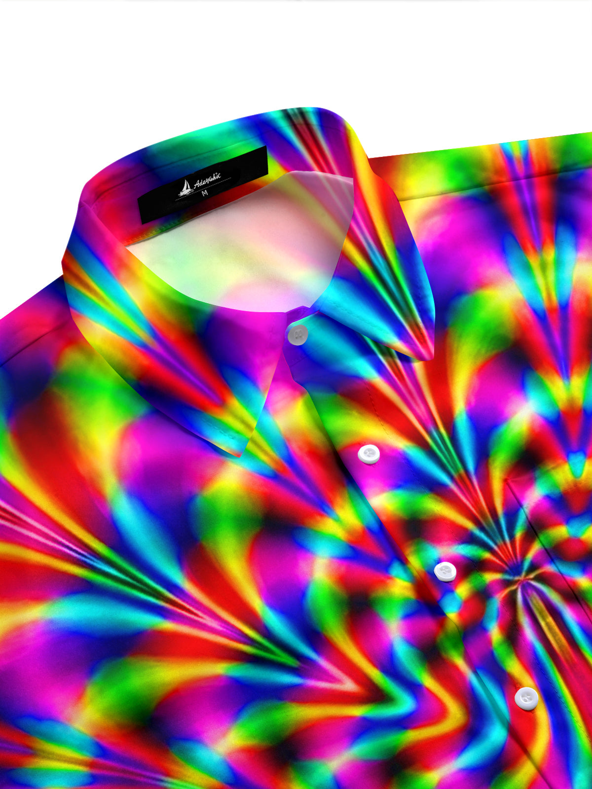 Adaychic Men's Abstract Psychedelic Mandala Swirl Print Short Sleeve Shirt with Chest Pocket