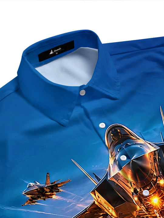 250 Years Fighter Aircraft Men's Pocket Short Sleeve Shirts