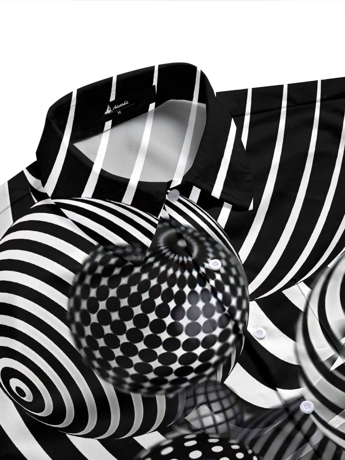 Adaychic Men's 3D 3D Abstract Spheres Print Short Sleeve Shirt with Chest Pocket