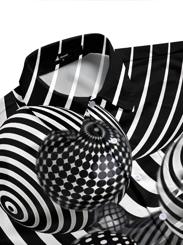 Adaychic Men's 3D 3D Abstract Spheres Print Short Sleeve Shirt with Chest Pocket