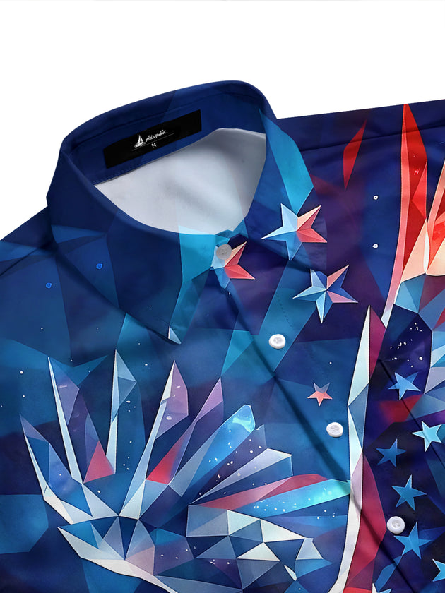 Eagle American Flag Men's Pocket Short Sleeve Shirts