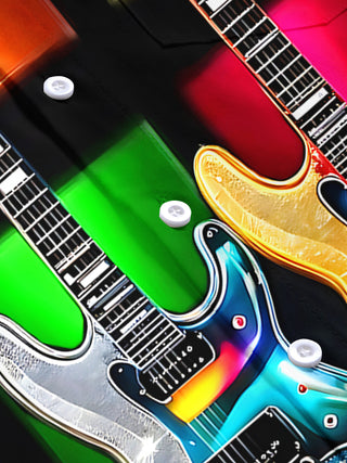 Colorful Music Guitar Men's Pocket Short Sleeve Shirts