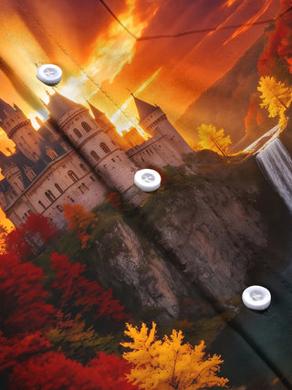 Adaychic Men's Printed Castle And Waterfall Landscape Print Long Sleeve Shirt with Chest Pocket