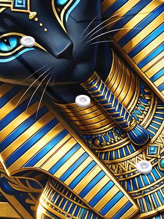 Adaychic Men's Graphic Floral Egyptian Cat Pharaoh Print Short Sleeve Button Down Shirt with Chest Pocket