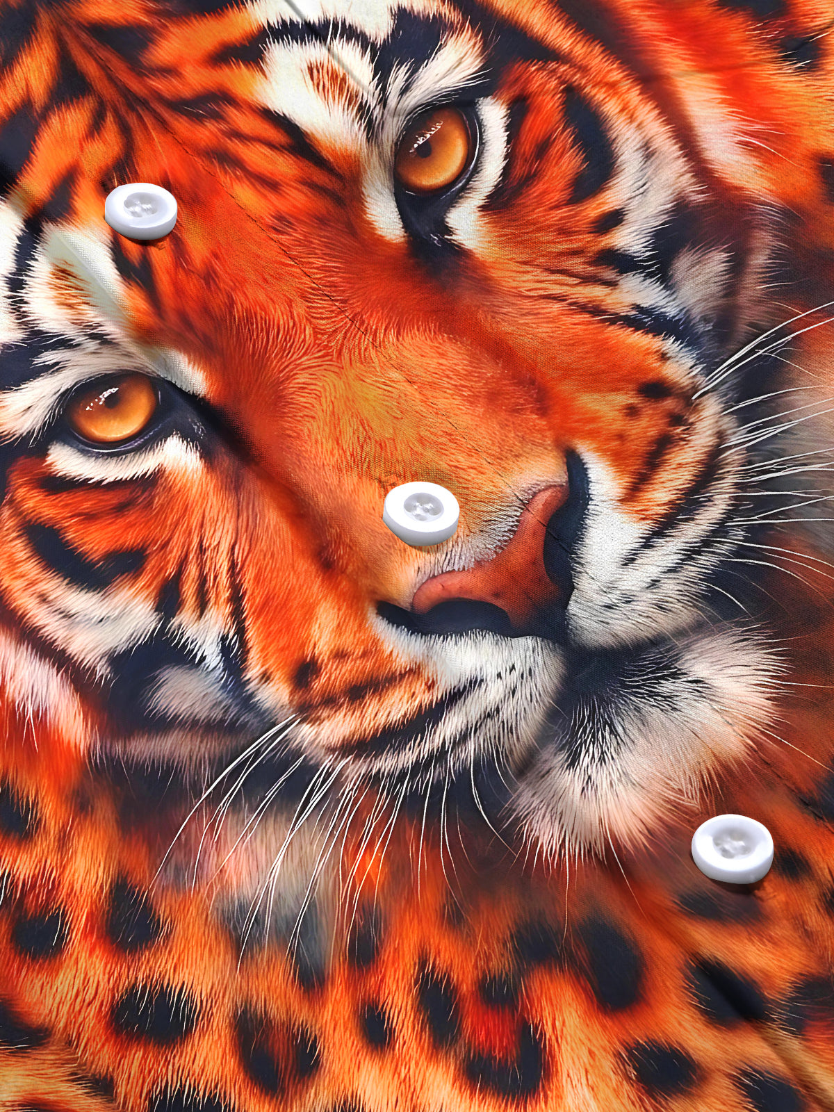 Adaychic Men's Tiger Face Print Long Sleeve Stand Collar Shirt