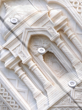 Adaychic Men's Marble Palace Relief Architecture Print Long Sleeve Shirt with Chest Pocket