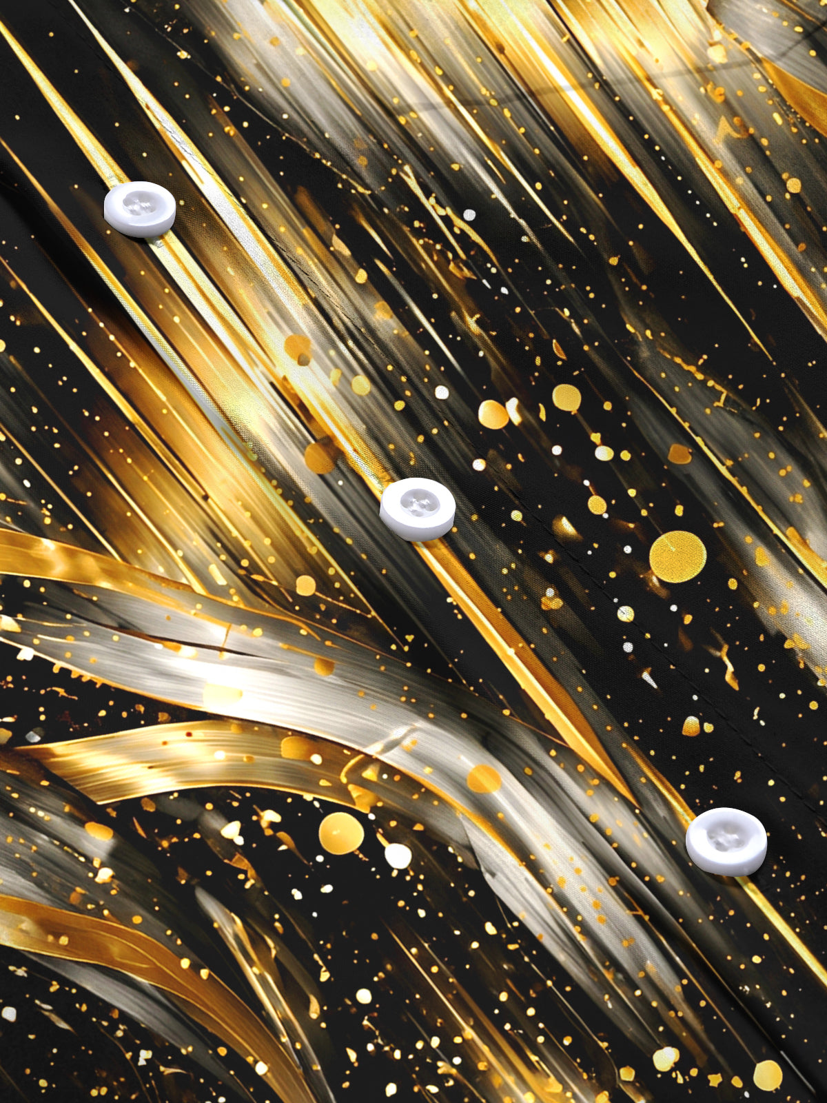 Adaychic Men's Long Sleeve Shirt - Abstract Gold And Black Splatter With Radial Lines Print with Chest Pocket