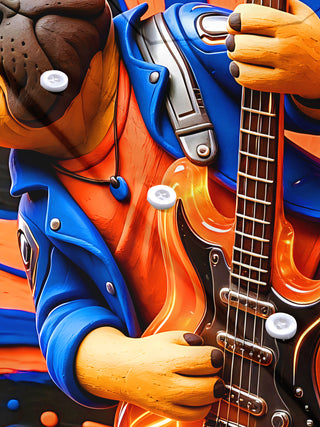 Adaychic Men's Graphic French Bulldog Guitarist Print Short Sleeve Shirt with Chest Pocket