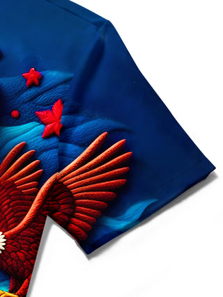 men's eagle print shirt close-up short sleeve