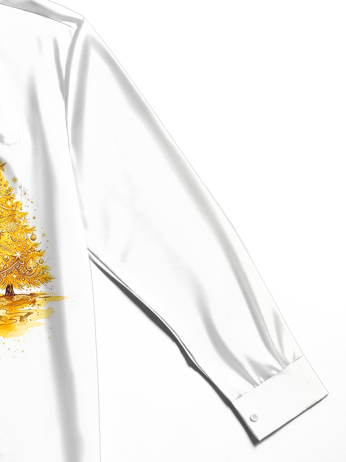 Adaychic Men's Long Sleeve Shirt - Watercolor Christmas Trees With Ornaments And Stars Print with Chest Pocket