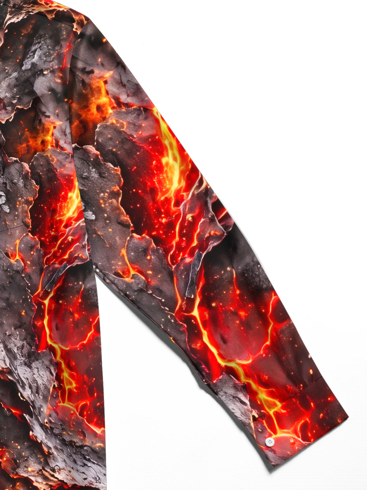 Adaychic Men's Graphic Volcanic Lava And Cracked Rock Print Long Sleeve Shirt with Chest Pocket