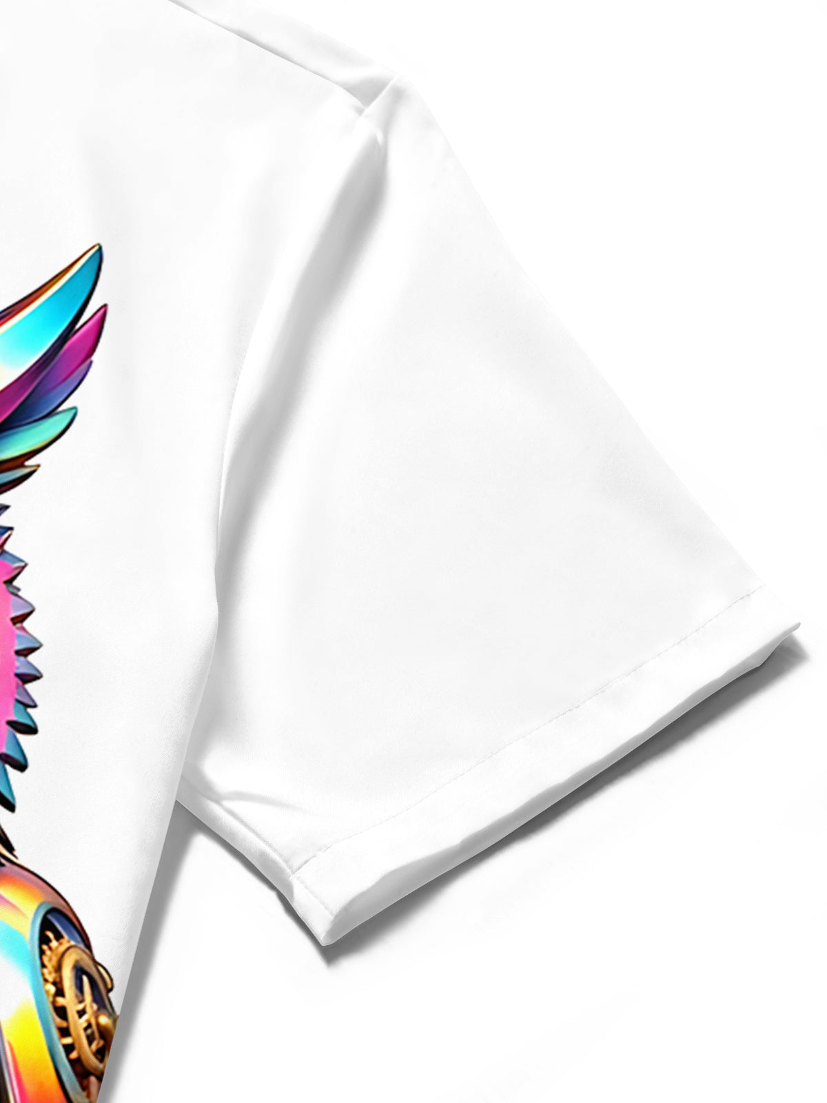 Adaychic Men's Colorful Steampunk Owl With Gears Print Short Sleeve Shirt with Chest Pocket