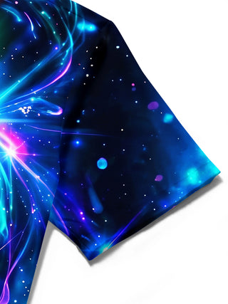 Adaychic Men's Hawaiian Galaxy Nebula Print Short Sleeve Shirt with Chest Pocket