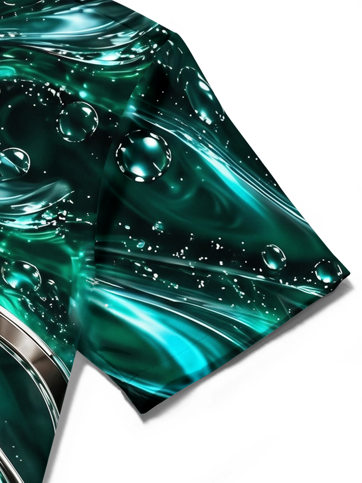 Adaychic Men's Short Sleeve Shirt - Abstract Swirling Liquid And Metallic Rings Print with Chest Pocket
